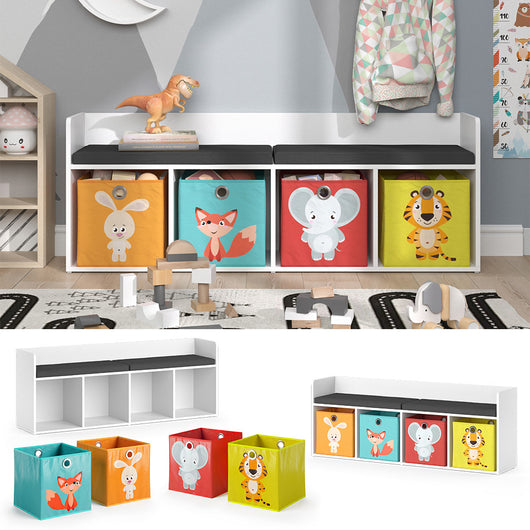 Vicco Scaffale per bambini Bianco 31.2 x 53.4 cm con 4 scatole pieghevoli opt.1