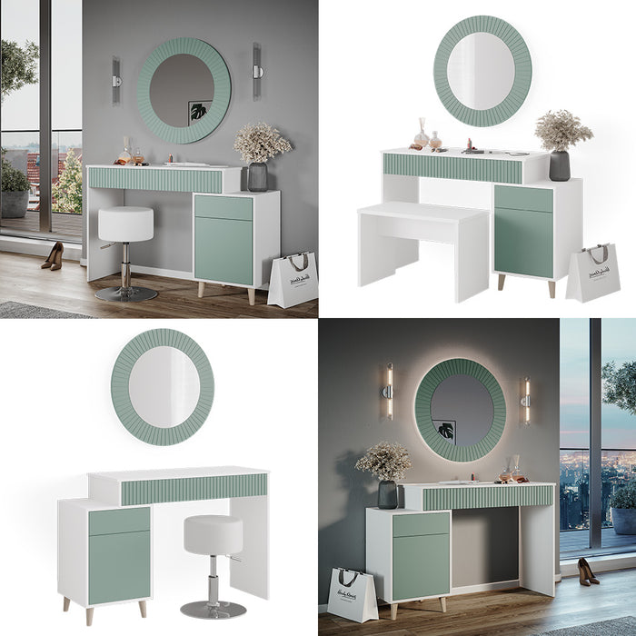 Vicco Tavolo da toeletta Verde 120 cm con sgabello