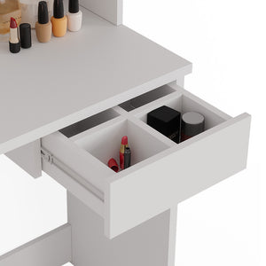 Vicco Tavolo da toeletta Bianco 75 cm con specchio a LED