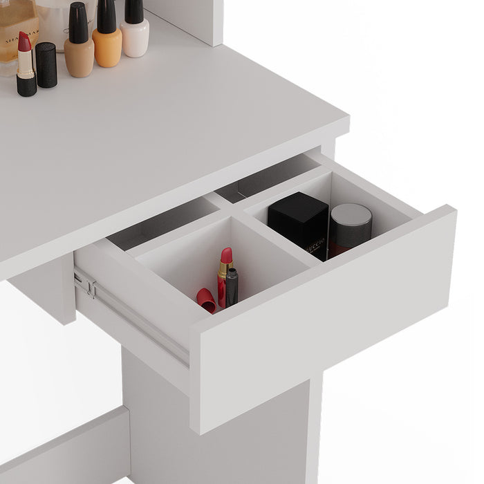 Vicco Tavolo da toeletta Bianco 75 cm con specchio a LED