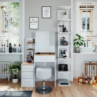 Vicco Tavolo da toeletta Bianco/Sonoma 36 cm con sgabello