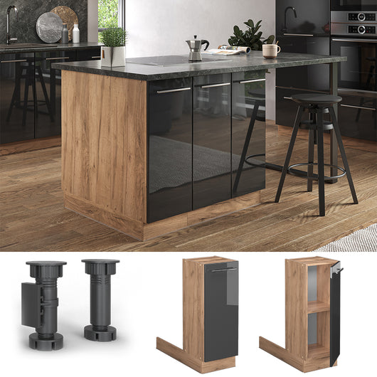 Vicco Isola cucina Antracite lucido 30 cm senza piano di lavoro