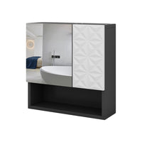 Vicco Specchio contenitore bagno Nero 54 x 55 cm con anta e vani a giorno