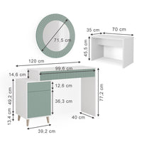 Vicco Tavolo da toeletta Verde 120 cm con panca