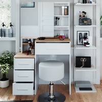 Vicco Tavolo da toeletta Bianco/Sonoma 36 cm con sgabello