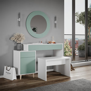 Vicco Tavolo da toeletta Verde 120 cm con panca