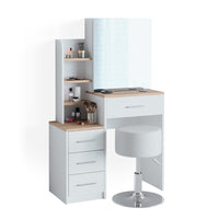 Vicco Tavolo da toeletta Bianco/Sonoma 36 cm con sgabello