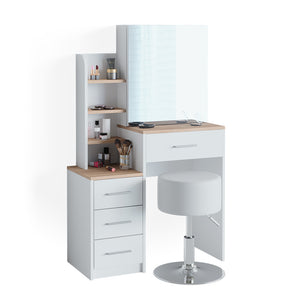 Vicco Tavolo da toeletta Bianco/Sonoma 36 cm con sgabello