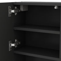 Vicco Specchio contenitore bagno Nero 54 x 55 cm con anta e vani a giorno