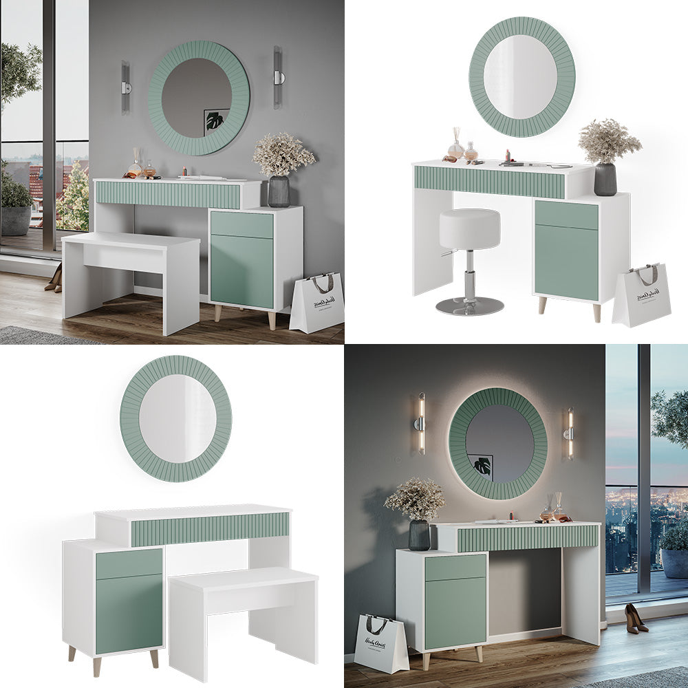 Vicco Tavolo da toeletta Verde 120 cm con panca