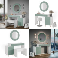 Vicco Tavolo da toeletta Verde 120 cm con panca