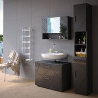 Vicco Set mobili bagno Antracite lucido 3 pezzi, base 80 cm