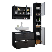 Vicco Set mobili bagno Antracite lucido 3 pezzi, base 80 cm