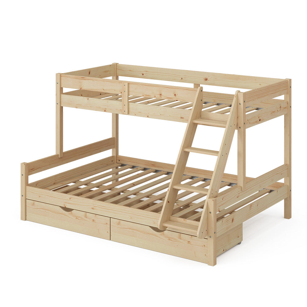 Vitalispa Letto a castello Legno naturale 140x200 / 90x200 cm con cassetti