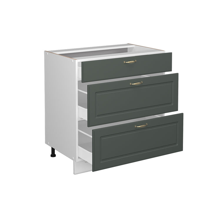 Vicco Mobiletto base per cucina Verde-oro Country House 80 cm con 3 cassetti, PL Marmo