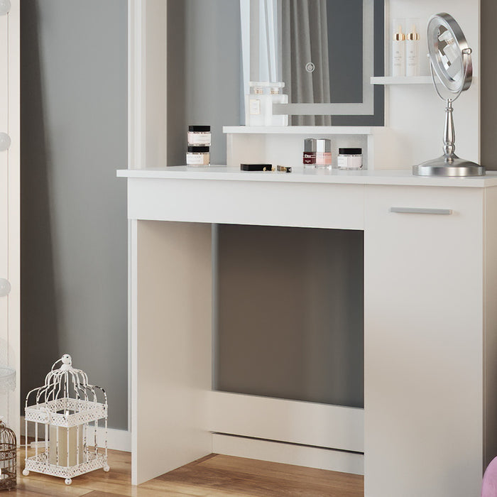 Vicco Tavolo da toeletta Bianco 90 cm con specchio a LED