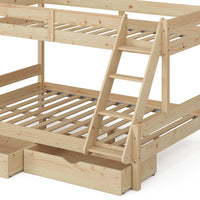 Vitalispa Letto a castello Legno naturale 140x200 / 90x200 cm con cassetti