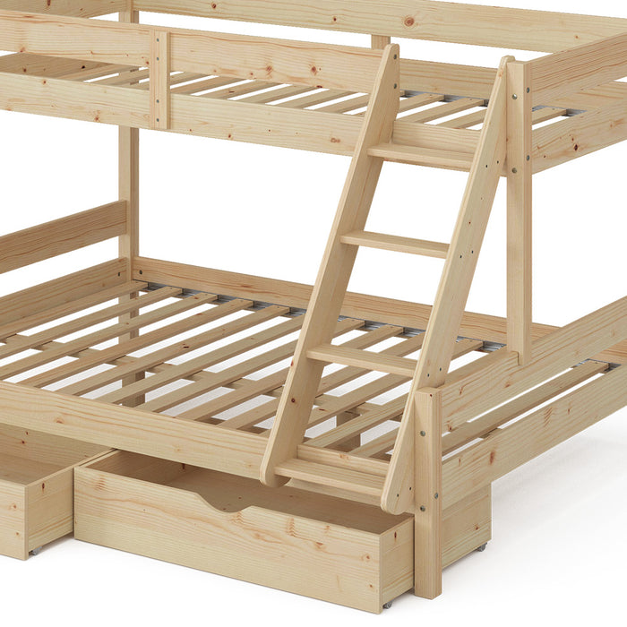 Vitalispa Letto a castello Legno naturale 140x200 / 90x200 cm con cassetti