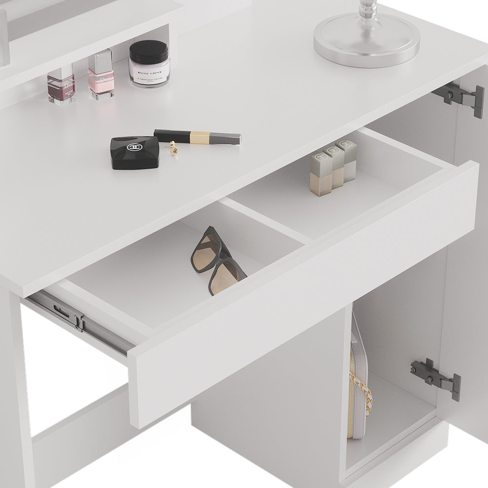 Vicco Tavolo da toeletta Bianco 90 cm con specchio a LED