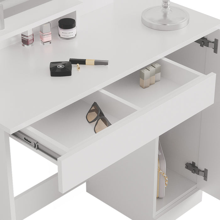 Vicco Tavolo da toeletta Bianco 90 cm con specchio a LED