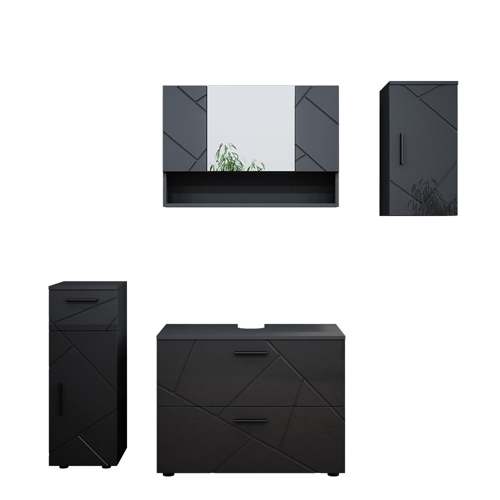 Vicco Set mobili bagno Antracite lucido 4 parti
