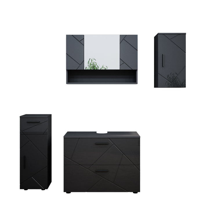 Vicco Set mobili bagno Antracite lucido 4 parti