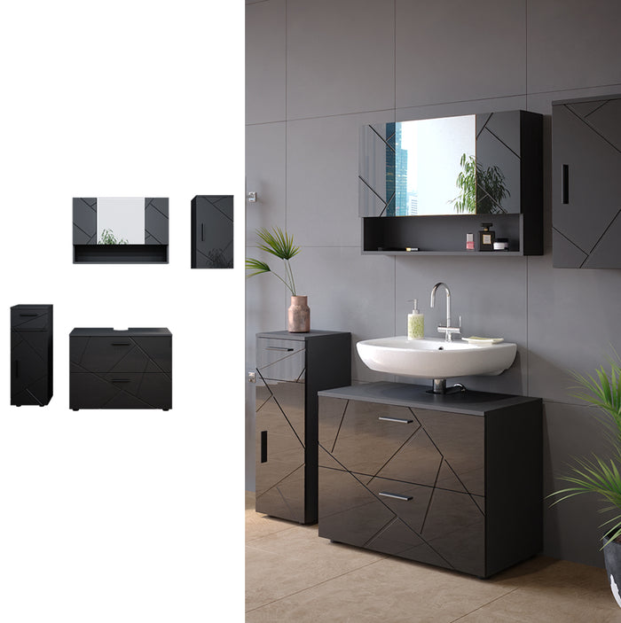 Vicco Set mobili bagno Antracite lucido 4 parti