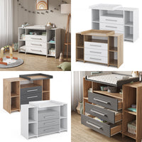 Vicco Fasciatoio Bianco/Grigio 143 x 100 cm XL con cassetti