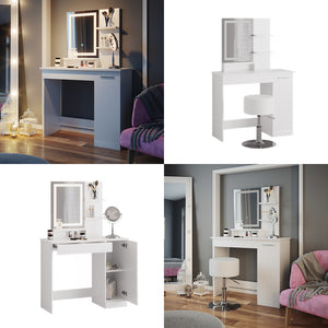 Vicco Tavolo da toeletta Bianco 90 cm con specchio a LED