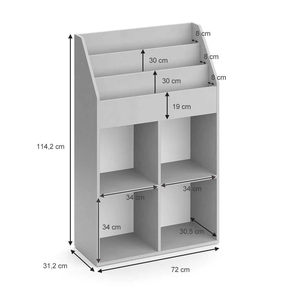 Vicco Libreria bambini Grigio 72 x 114.2 cm