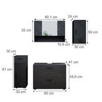 Vicco Set mobili bagno Antracite lucido 4 parti