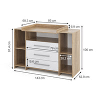 Vicco Fasciatoio Sonoma 143 x 100 cm XL con cassetti