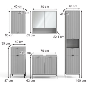 Vicco Set di mobili da bagno Grigio 5 parti