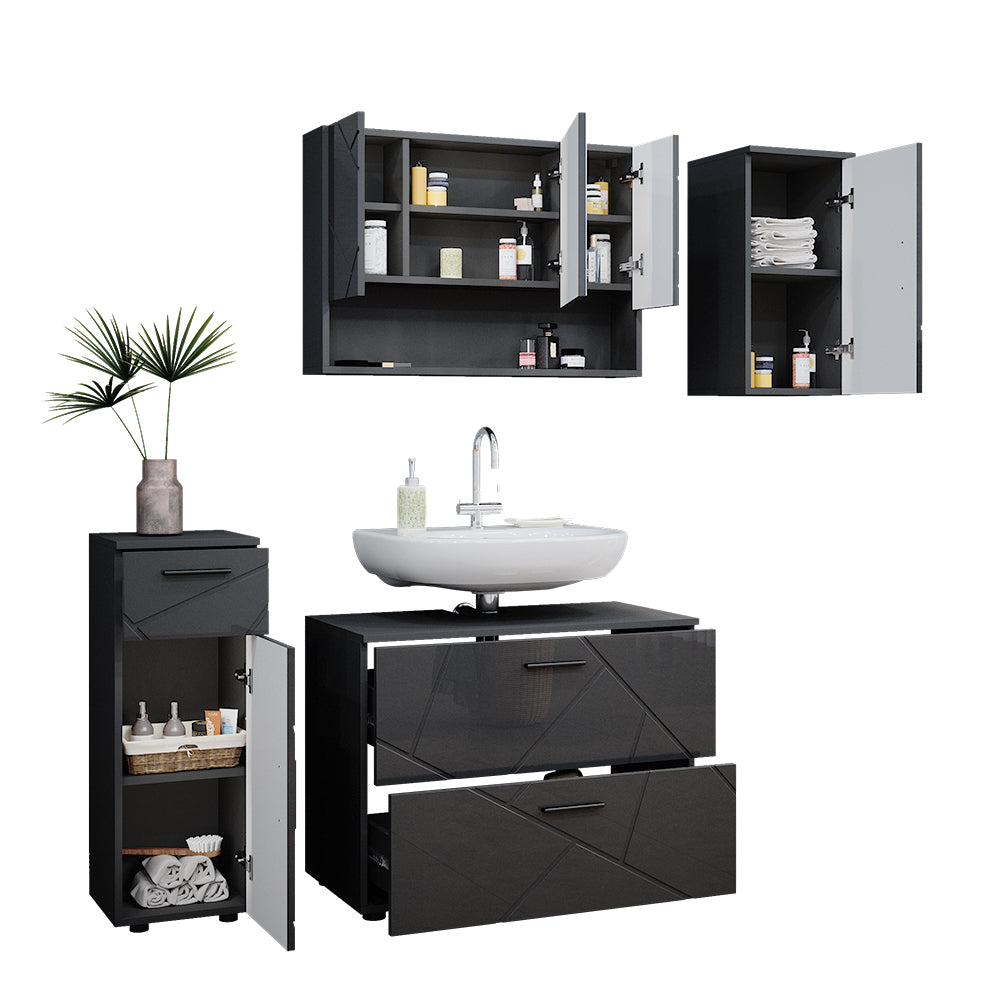 Vicco Set mobili bagno Antracite lucido 4 parti