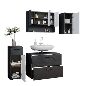 Vicco Set mobili bagno Antracite lucido 4 parti