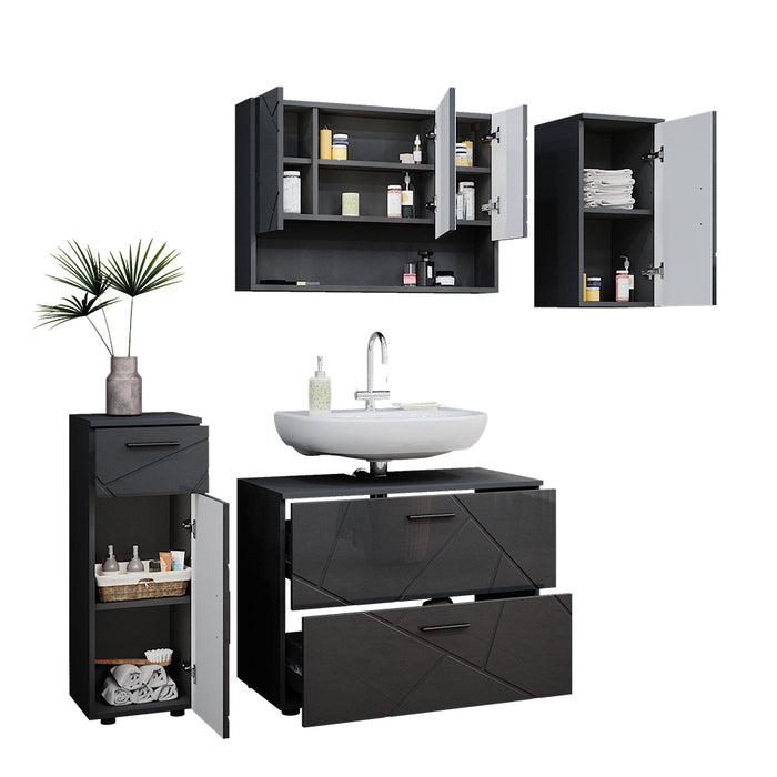 Vicco Set mobili bagno Antracite lucido 4 parti