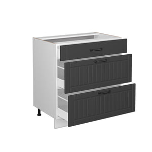 Vicco Mobiletto base per cucina Antracite casa di campagna 80 cm con 3 cassetti, PL Marmo