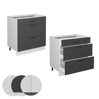 Vicco Mobiletto base per cucina Antracite casa di campagna 80 cm con 3 cassetti, senza piano di lavoro