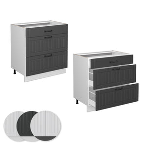 Vicco Mobiletto base per cucina Antracite casa di campagna 80 cm con 3 cassetti, PL Rovere