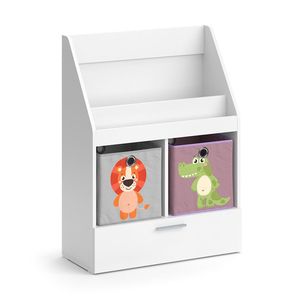 Vicco Libreria bambini Bianco 31.2 x 96.2 cm con cassetto e 2 scatole pieghevoli opt.4