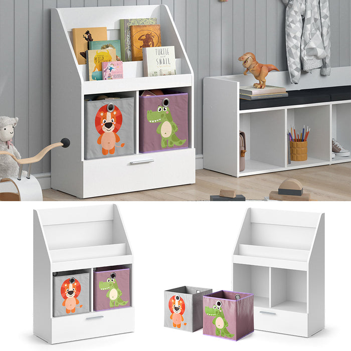 Vicco Libreria bambini Bianco 31.2 x 96.2 cm con cassetto e 2 scatole pieghevoli opt.4