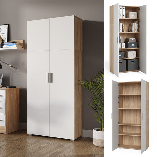 Vicco Scaffale per file Bianco/Sonoma 80 x 182.4 cm