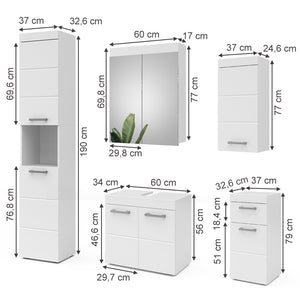 Vicco Set mobili bagno Bianco 5 parti