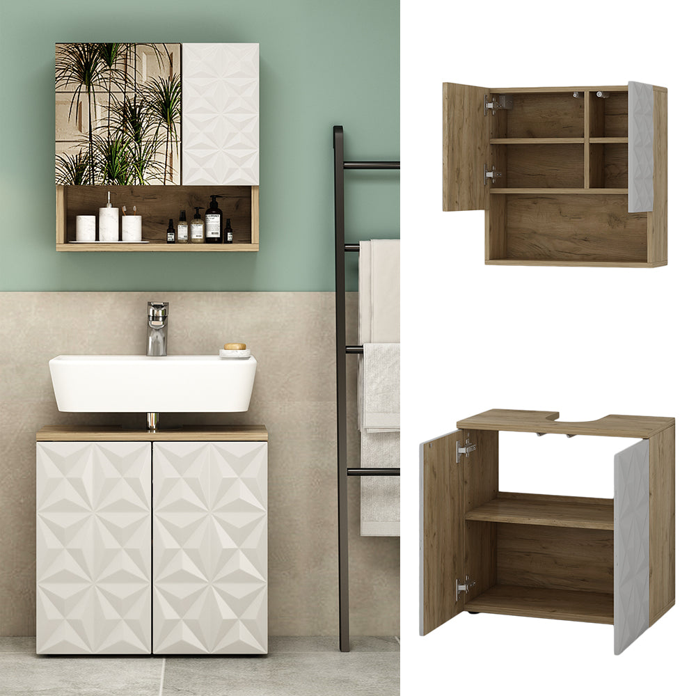 Vicco Set di mobili da bagno Bianco 2 parti