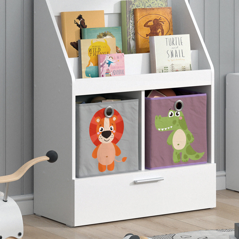 Vicco Libreria bambini Bianco 31.2 x 96.2 cm con cassetto e 2 scatole pieghevoli opt.4