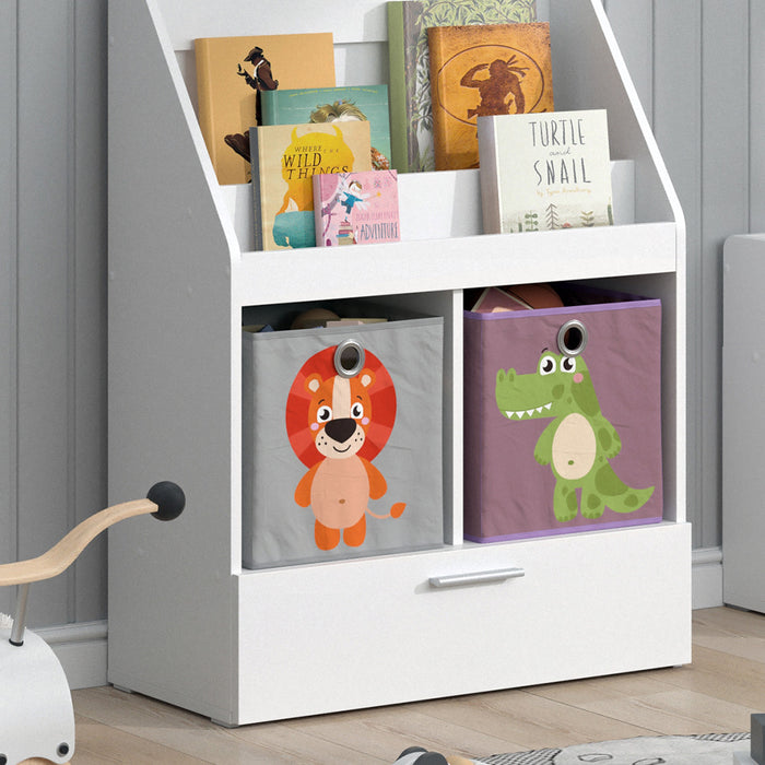Vicco Libreria bambini Bianco 31.2 x 96.2 cm con cassetto e 2 scatole pieghevoli opt.4