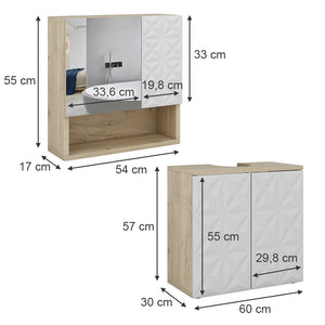 Vicco Set di mobili da bagno Bianco 2 parti