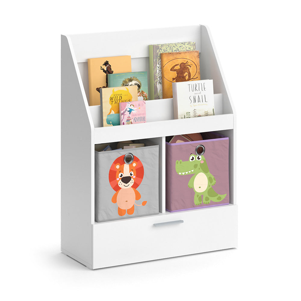 Vicco Libreria bambini Bianco 31.2 x 96.2 cm con cassetto e 2 scatole pieghevoli opt.4