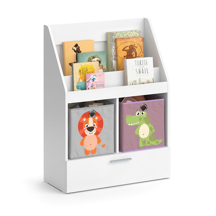 Vicco Libreria bambini Bianco 31.2 x 96.2 cm con cassetto e 2 scatole pieghevoli opt.4