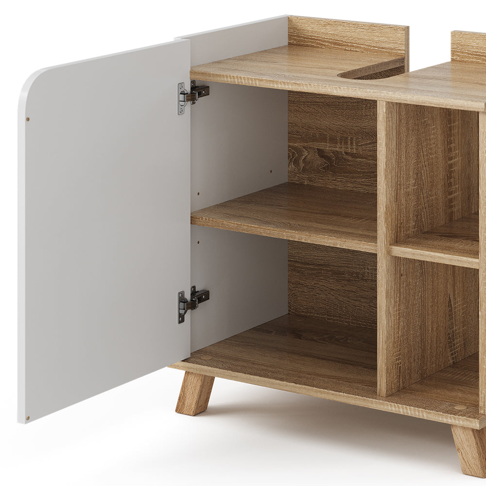 Vicco Mobile sottolavabo per bagno Sonoma/Bianco 60 x 65 cm con anta e vani a giorno